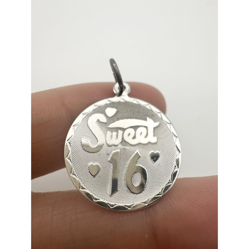 925 Sterling Silver Vintage Sweet 16 Charm Pendant